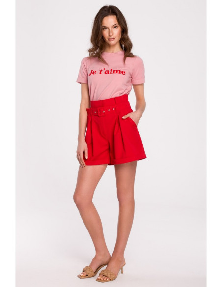 K126 Aukštakulniai šortai - raudoni