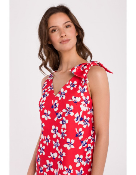 K129 Raštuota suknelė su lankeliu ant peties - 2 modelis