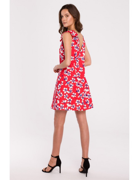 K129 Raštuota suknelė su lankeliu ant peties - 2 modelis