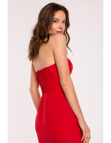 K131 Sklandi korsetinė suknelė - raudona