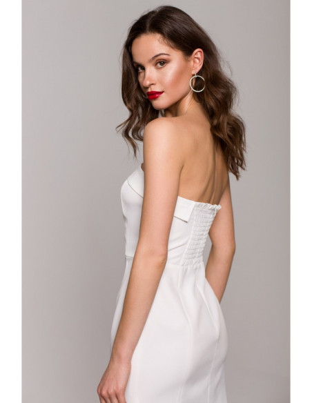 K131 Sklandi korsetinė suknelė - ecru spalvos