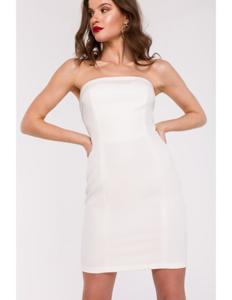 K131 Sklandi korsetinė suknelė - ecru spalvos