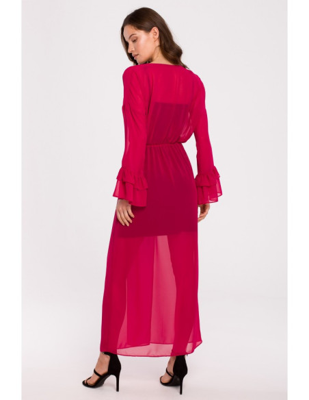 K136 Šifoninė maxi suknelė - fuksija