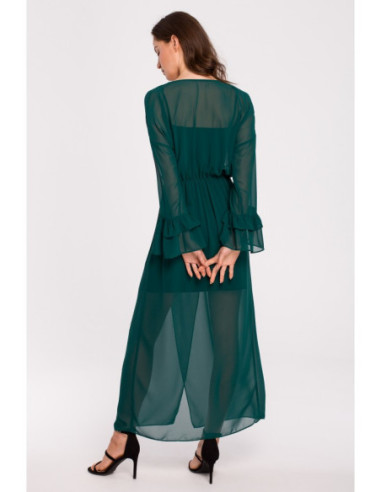 K136 Šifoninė maxi suknelė - žalia 2