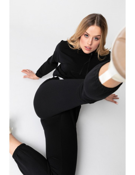 LA103 Trumpas džemperis su logotipu - juodas