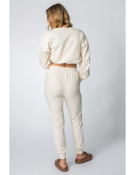 LA112 Sportinės kelnės su briaunuotais rankogaliais - vanilinės