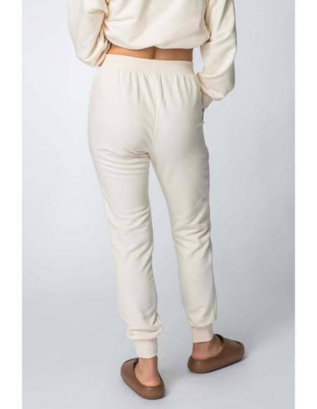 LA112 Sportinės kelnės su briaunuotais rankogaliais - vanilinės