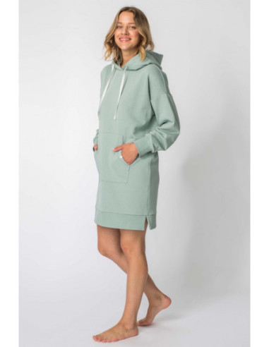 LA113 Suknelė su gobtuvu ir kengūros kišene - mėtų spalvos 2