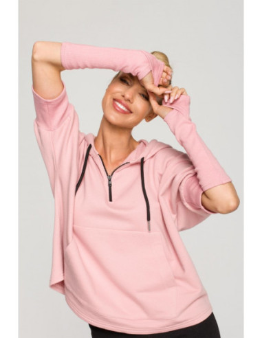 M689 Džemperis su gobtuvu ir papildomais rankogaliais -... 2