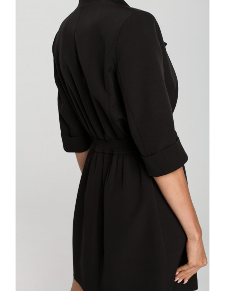 M699 Švarkelio formos suknelė su elastinga juosta - juoda