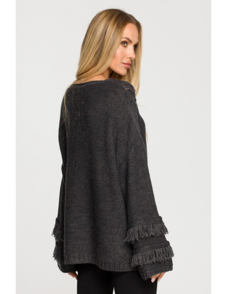 M710 Džemperis plačiomis rankovėmis su kutais - grafito spalvos