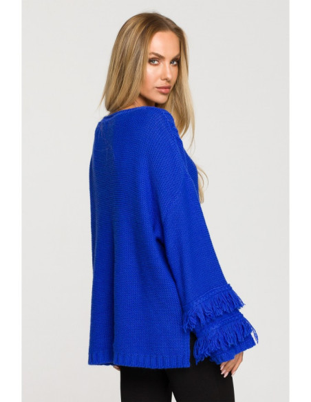 M710 Džemperis plačiomis rankovėmis su kutais - safyrinis