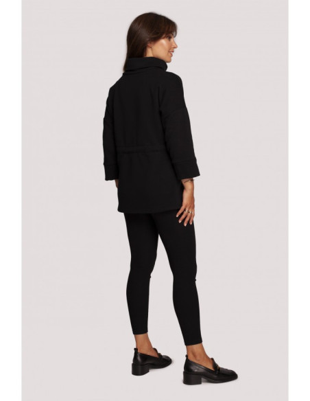 B236 Megztinis su kaspinu ir centais - juodas