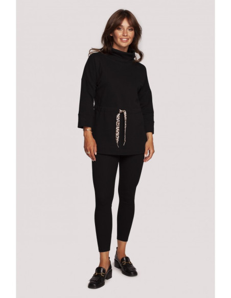 B236 Megztinis su kaspinu ir centais - juodas