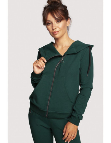 B237 Džemperis su įstrižai esančiu užtrauktuku ir gobtuvu... 2