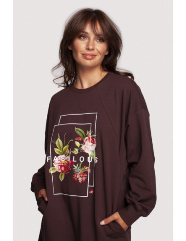 B247 Raštuota suknelė - ruda 2