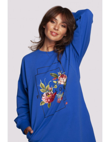 B247 Raštuota suknelė - rugiagėlių mėlyna 2