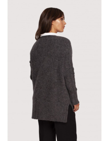 BK083 Megztinis su iškirpte ir ilgesne nugara - grafito... 2