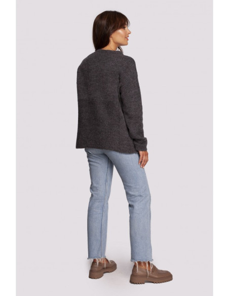 BK091 Džemperis su stovinčia apykakle - grafito spalvos