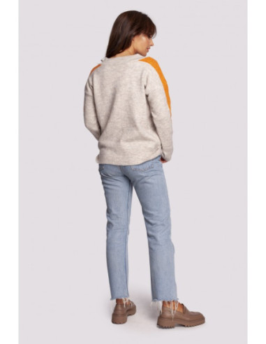 BK093 Džemperis su V formos iškirpte ir kontrastingomis... 2