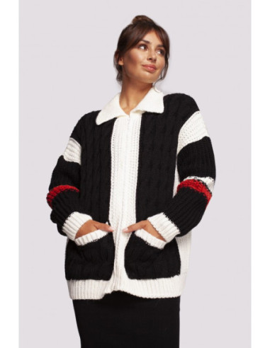 BK094 Įvairiaspalvis megztinis su užtrauktuku ir apykakle... 2