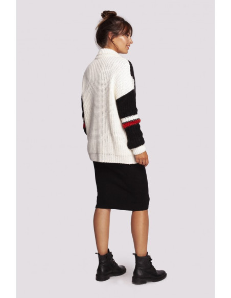 BK094 Įvairiaspalvis megztinis su užtrauktuku ir apykakle - 2 modelis