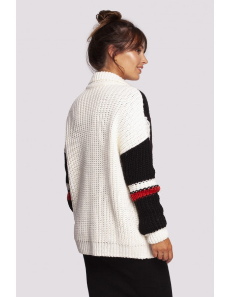 BK094 Įvairiaspalvis megztinis su užtrauktuku ir apykakle - 2 modelis