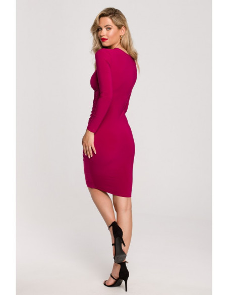 K140 Suknelė su raukšle per vidurį - rubino spalvos