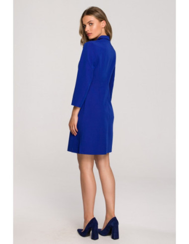 S312 Švarkinė suknelė su diržu - rugiagėlių mėlyna 2