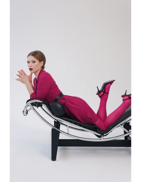 S312 Švarkinė suknelė su diržu - slyvinė