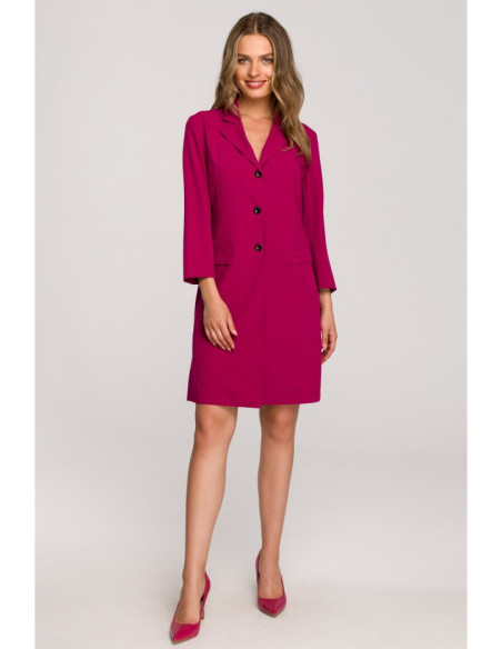 S312 Švarkinė suknelė su diržu - slyvinė