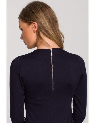 S314 Pieštukinė suknelė su odiniais apvadais - tamsiai... 2