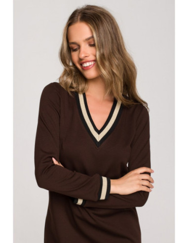 S328 Lurekso juostelių suknelė - ruda 2