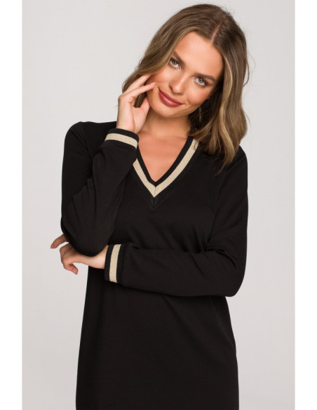 S328 Lurekso juostelių formos suknelė - juoda