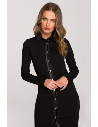 S322 Pieštukinė suknelė su spaudėmis - juoda 2