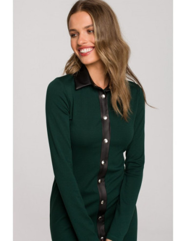 S322 Pieštukinė suknelė su spaudėmis - žalia 2