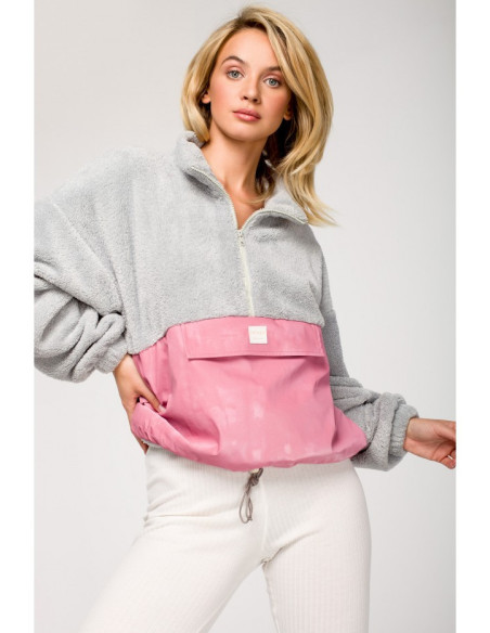 LA114 Pliušinis megztinis su velcro kišenėmis - 2 modelis