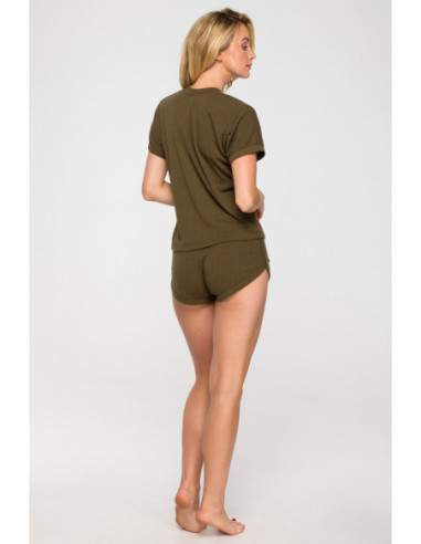 LA118 Languota palaidinė su V formos iškirpte - chaki... 2