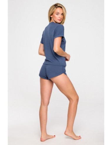 LA118 Languota palaidinė su V formos iškirpte - mėlyna 2