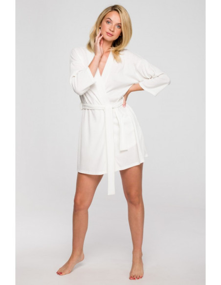 LA119 Maudymosi chalatas su diržu - ecru