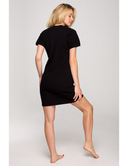 LA120 marškinėliai su briaunelėmis - juodi