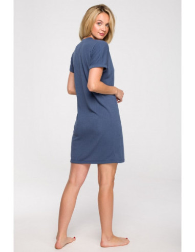 LA120 Miegamojo marškinėliai su briaunelėmis - mėlyni 2