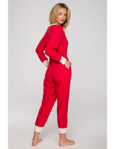 LA124 Ilgas miego kostiumas - raudonas 2