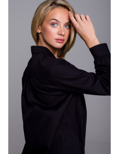 LA126 Naktiniai marškiniai su apykakle - juodi 2