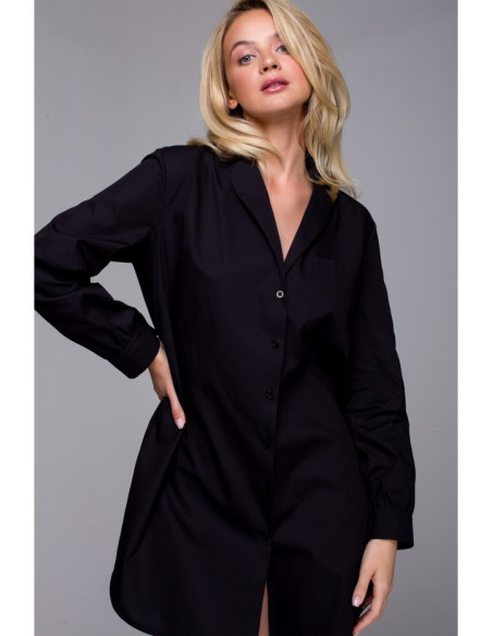 LA126 Naktiniai marškiniai su apykakle - juodi