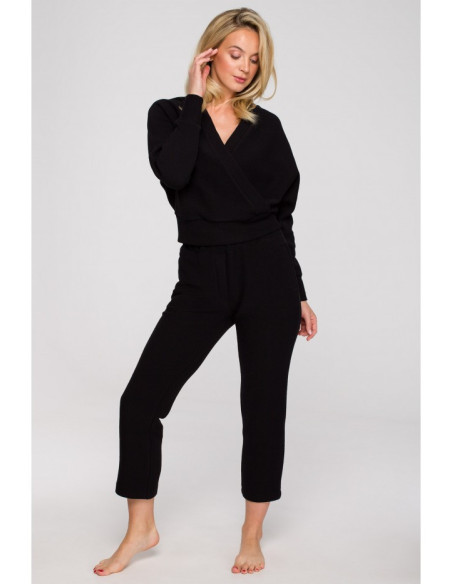 LA128 Palaidinė su voko formos iškirpte - juoda