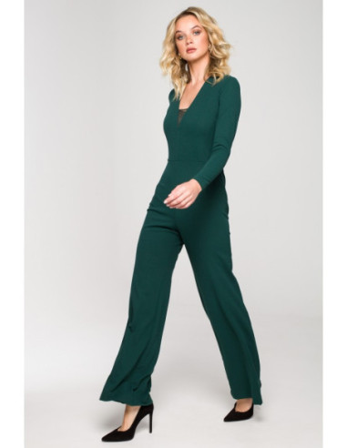 K151 Kombinezonas su gilia iškirpte - žalias 2