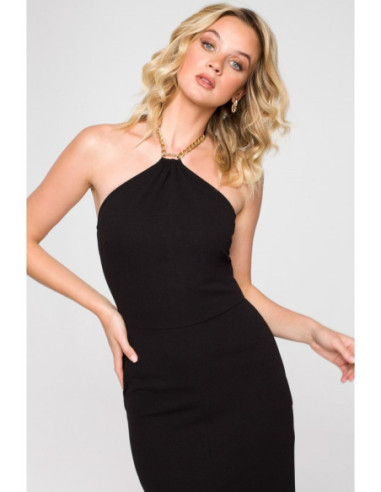 K153 Suknelė su grandinėle - juoda 2