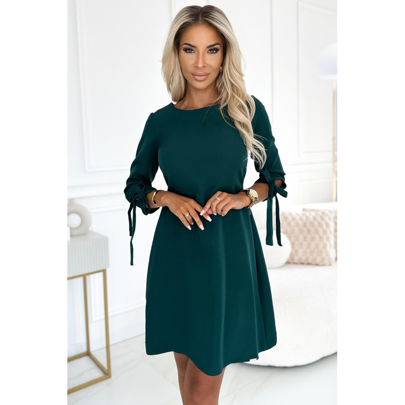  195-11 ALICE Trapeze dress with bows - green 