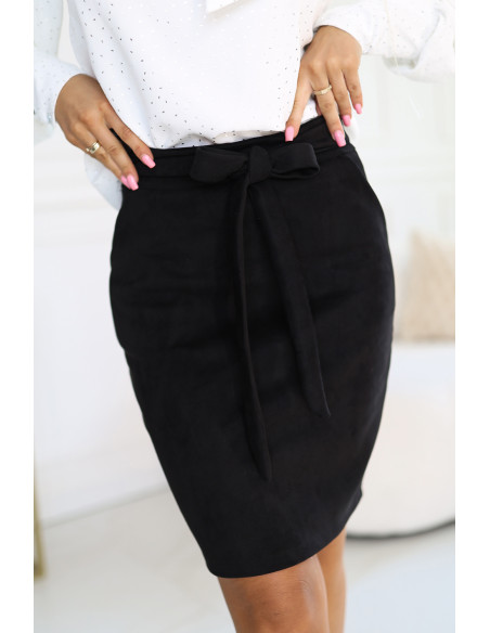  569-2 Suede Skirt with Tie - black 